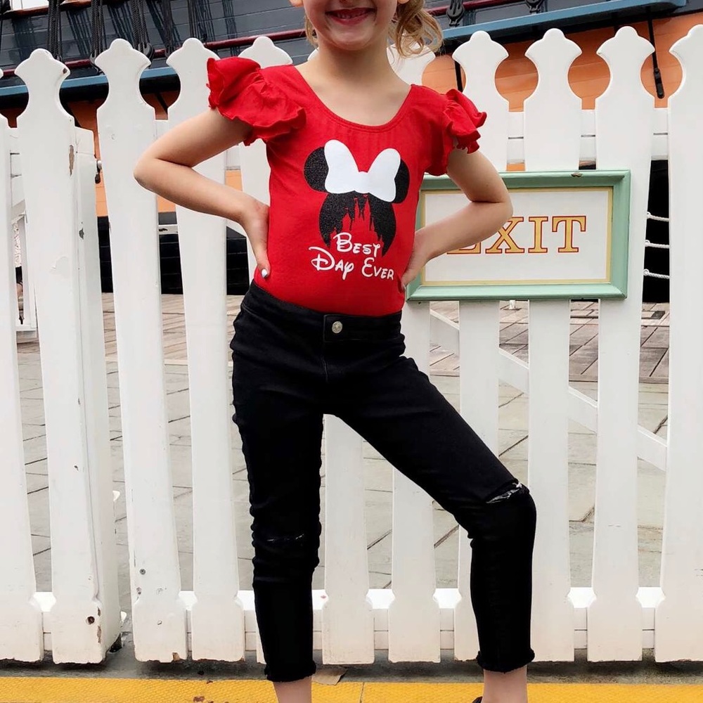 Disneyland Best Day Ever Leotard and Zara Jeans
